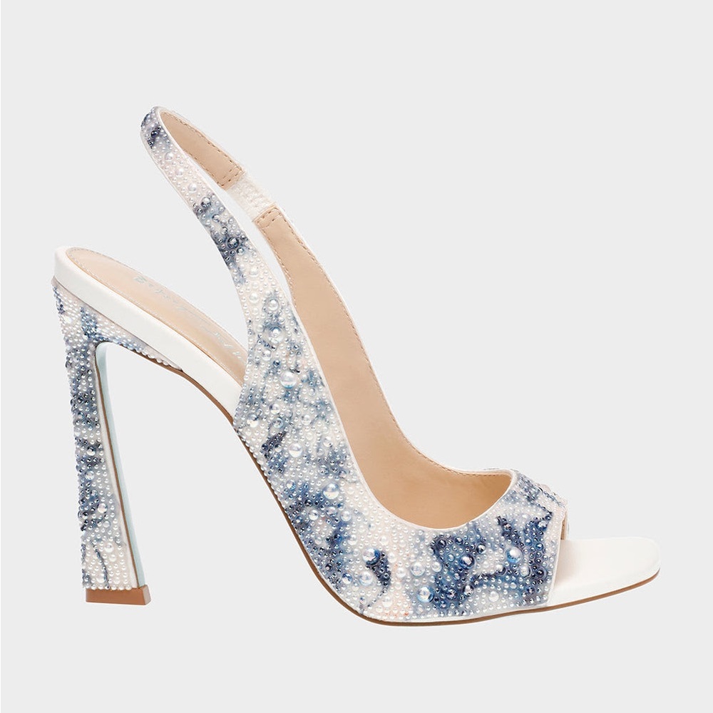 Betsey Johnson Blue and White Bridal Heels